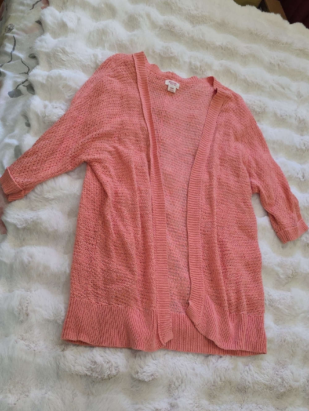 Mossimo Supply Co. Coral Open-Front Knit Cardigan